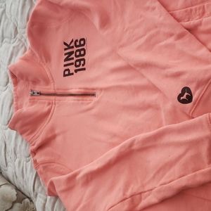 PINK 1986 1/2 zip kangaroo sweat top
